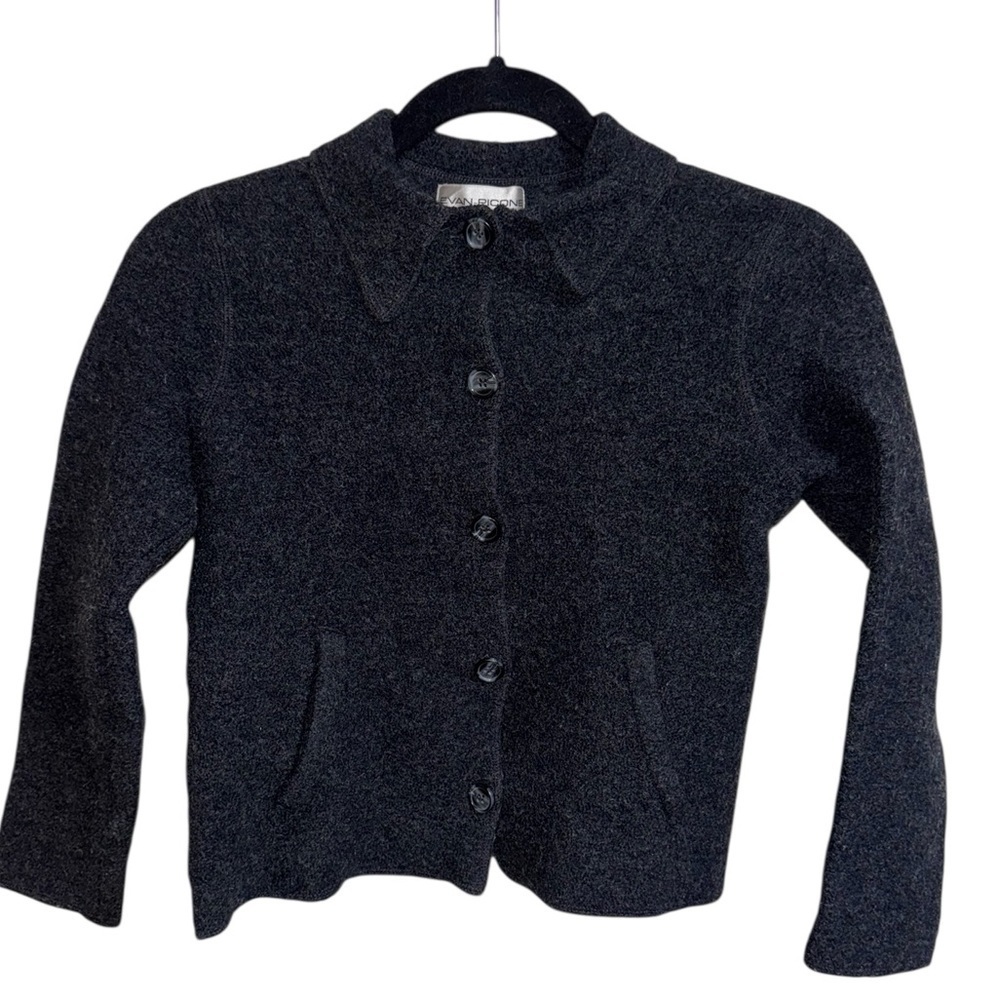Evan Picone 100% Wool Cropped Jacket Gray Size M